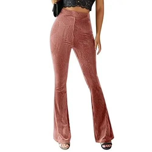 Produktbild: Odizli Cordhose Schlaghose Damen 70er Samt High Waist Locker Bootleg Baggy Stretch Elegant Business Flare Marlenehose Lang Weite Hose Frauen Jogginghosen Bundfaltenhose Freizeithose Hosen Rosa S