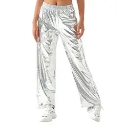 Produktbild: Odizli Damen Glitzer Metallic Hose Cargohose Sporthose 70er 80er 90er Jahre Lederhose High Waist Hologramm Hip Hop Jogginghose Sweathose Tanzhosen Festival Rave Party Disco Clubwear Silber S