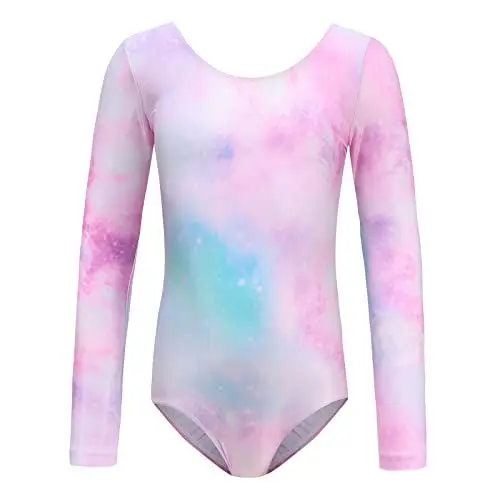 Produktbild: Turnanzug M?dchen Langarm Turn Leotards Kinder Ballettkleidung Gymnastik Gl?nzend Rundhals Weich Elastisch Ballett Trikot Yoga Ballettanzug Tanzbody Gymnastikanzug Activewear Ganzk?rper Rosa 6-7 J