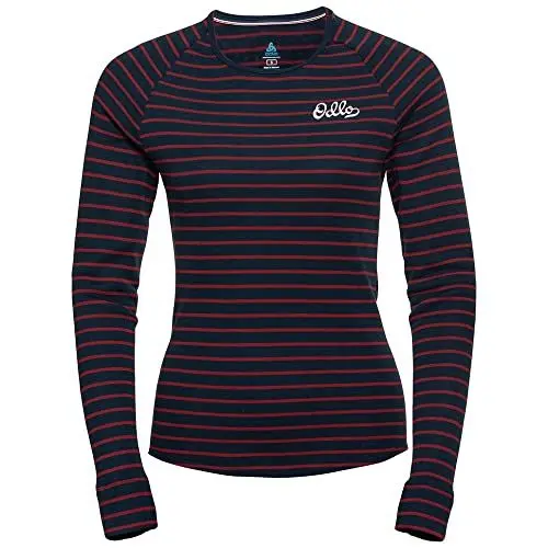 Produktbild: Odlo Damen Active Warm Originals Eco_159271 Funktionsunterwäsche Langarm Shirt, Dark Sapphire - Sundried Tomato, L EU