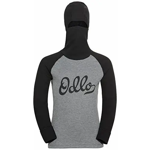 Produktbild: Odlo Kinder Funktionsunterwäsche Langarm Shirt mit Facemask ACTIVE WARM ECO, black - odlo steel grey melange, 140
