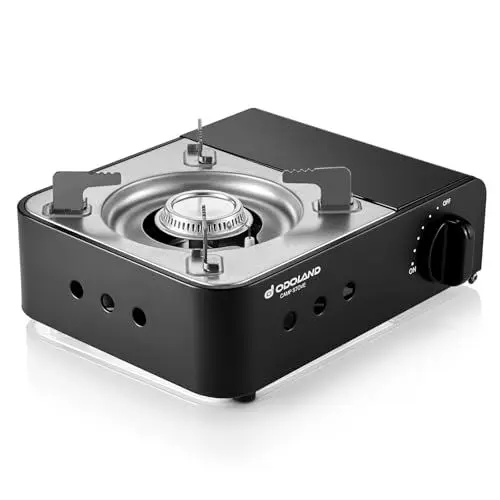 Produktbild: Odoland Gaskocher, Campingkocher 1 Flamme 2100 Watt Camping Kocher Tragbar 1 Brenner Outdoor Gasflaschenkocher mit Tragetasche