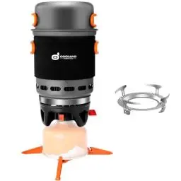 Produktbild: Odoland Rucksack- und Campingkocher Kochsystem, 7-in-1 energiesparendes Kocher-Set, leichter Kochtopf mit Brenner zum Wandern, Trekking, Angeln und Backpacking