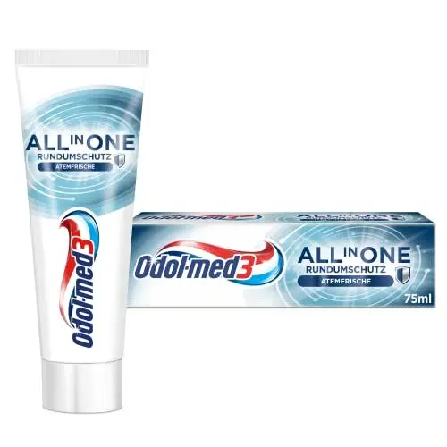 Produktbild: Odol-med3 All in One Rundumschutz Atemfrische Zahnpasta, 75ml - für ein reines und extra frisches Mundgefühl.