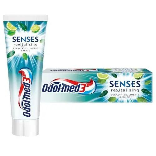 Produktbild: Odol-med3 SENSES Zahnpasta, revitalising Eukalyptus, Limette & Minze, schützt vor Karies und erfrischt, 75ml, Zahncreme