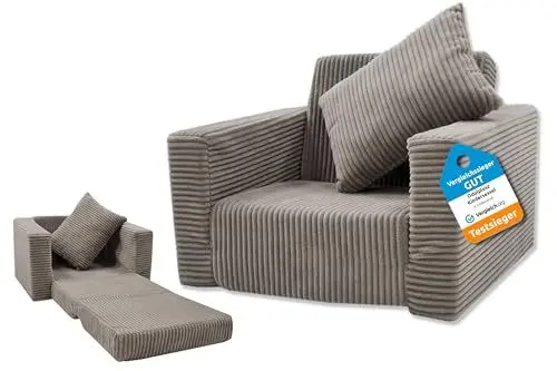 Produktbild: Odolplusz Kindersessel klappbar | Kindersofa Mini-Sessel Kinderstuhl Kuschelsessel | Kindermöbel für Kinderzimmer | (Beige aus Cord)
