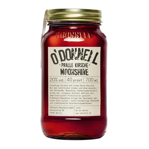 Produktbild: O’Donnell Kirschlikör Pralle Kirsche (700ml) – Cherry Likör mit Hauch Vanille, 20% Spirituose – Moonshine Schnaps, Made in Berlin – Pur oder als Cocktail genießen