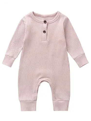 Produktbild: Odziezet Baby-Strampler, einfarbige Kleidung aus gestrickter Baumwolle, Knopfleiste im Schritt