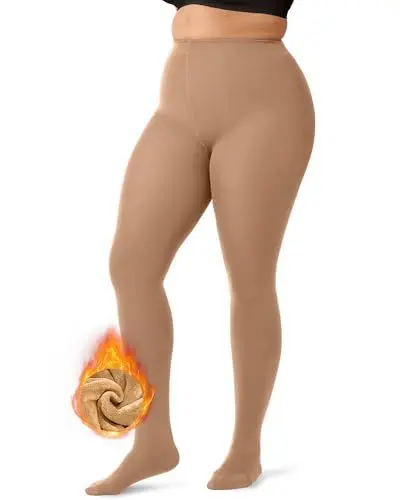 Produktbild: OEAK Thermo Strumpfhose Damen Große Größe Winter Warme Gefütterte Strumpfhosen mit Fleecefutter Dick Warme Leggings Übergröße Plüschstrumpfhose,Hautfarbe,5XL-6XL