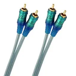 Produktbild: Oehlbach Ice Blue Cinch Kabel 1m - Audio Kabel für Plattenspieler, Heimkino, und HiFi Anlage - 2-Fach geschirmtes RCA Kabel aus OFC - 2X 1m - blau-transparent