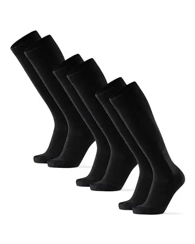 Produktbild: DANISH ENDURANCE Bio-Baumwolle Kompressionsstrümpfe, 14-18 mmHg, Unisex, für Damen & Herren, 1 oder 3 Paar (Multi Einfarbig Schwarz, 43-47)