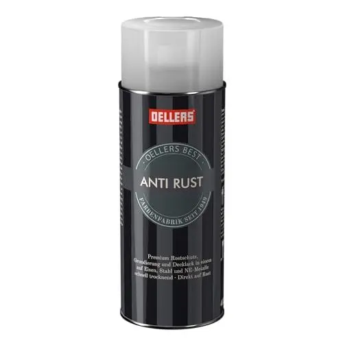 Produktbild: OELLERS Anti-Rust Metallschutzlack Sprühlack, 3 in 1, 400 ml, RAL 9005 Tiefschwarz, Rostschutz, Grundierung und Decklack, Eisen, Stahl und Zink