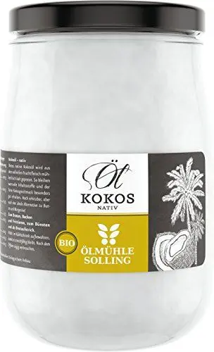 Produktbild: ÖLMÜHLE SOLLING - BIO Kokosöl | 100% natives Bio-Kokosnussöl | Ideal geeignet zum Braten, Backen und Frittieren, als Haut-& Haarpflege sowie für Hunde und Katzen | Inhalt: 1 L