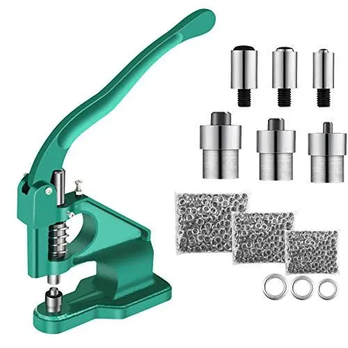 Produktbild: Ösenzange Set, Nietzange Maschine Nietmaschine Druckknopfzange Nietmutternzange mit 3 Dies und 1500 Ösen für DIY Dekoration Fertigkeit Nähende Vorhang Kleidersack 6/10 /12mm
