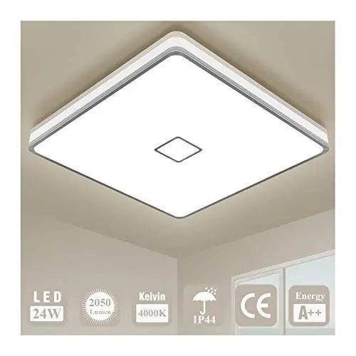 Produktbild: Öuesen Deckenlampe LED Deckenleuchte Badezimmer Lampe 24W 2050LM IP44 Wasserdicht 4000K Neutralweiß Modern Led Leuchte Quadrat Lampe Decke für Schlafzimmer Bad Küche Esszimmer Wohnzimmer Balkon Flur