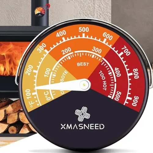 Produktbild: Ofenthermometer, magnetisches Brenner-Thermometer, Kamintemperaturmessgerät für Holzscheite, Grill, Kamin, Ofentemperaturmesser, Holzofen-Zubehör