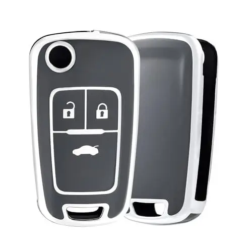 Produktbild: OFF WE GO Autoschlüssel Hülle Schlüsselhülle Cover Schlüsselcover Schutz Gehäuse Schlüsselbox für Chevrolet Aveo Opel Vauxhall Cruze Spark Astra Insignia Vectra Zafira Adam Cascada, Grau Silber