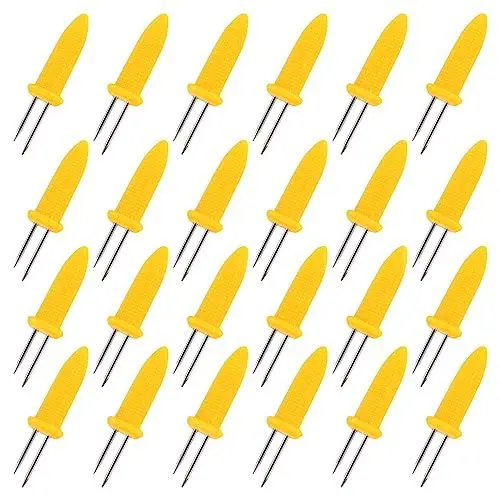 Produktbild: OFFCUP BBQ Mais Halter, 24pcs Edelstahl Maiskolben Spieße, Twin Prong Maiskolbenhalter, Maiskolbenhalter Mais Picks für BBQ Maiskolben Grillzubehör Corn Holders Schaschlikspieße Fruit Forks
