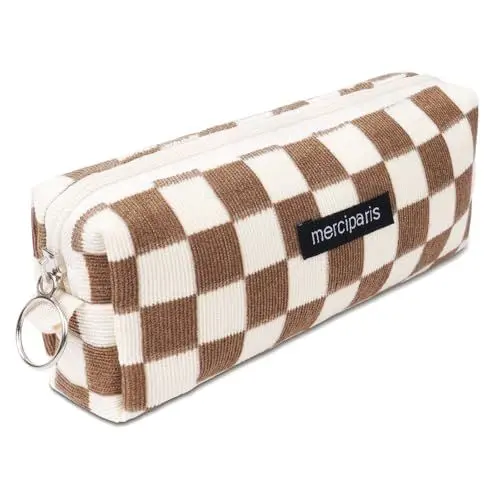 Produktbild: OFFCUP Federmäppchen Mädchen Mäppchen Cord-Stoff, Pencil Case Teenager Stiftetasche Tragbare Schreibwaren Tasche, Federtaschen Schlampermäppchen mit Reißverschluss, Federmappe für Schule, Büro - Braun