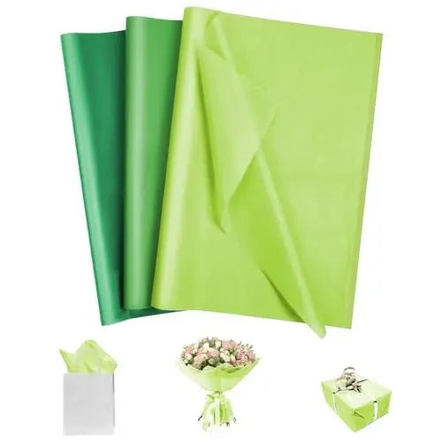 Produktbild: OFFCUP Seidenpapier, 60 Blatt Transparentpapier Bunt, 3 Farben Tissue Paper 50 * 35 cm Bastelpapier Transparent Geschenkpapier Glanzpapier Verpackungsmaterial für Geschenktüten, Dekoration - Grün