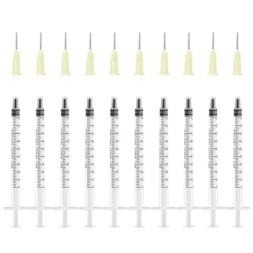 Produktbild: OFFCUP Spritzen-Set mit stumpfer Nadel, 10pcs Spritze 1ml und Kanüle, Plastiktube Einwegspritzen Kunststoff Spritze für Flüssigkeiten, Hobby, Modellbau und Heimwerk