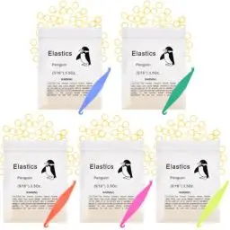 Produktbild: OFFCUP Zähne Gummiband, 500 Stück Kieferorthopädische Elastische, Kieferorthopädische Elastiken mit 5 Stück Platzierer für Zahnspangen für Zahnlücken, Zahnspangen, Krumme Zähne (Pinguin 5/16