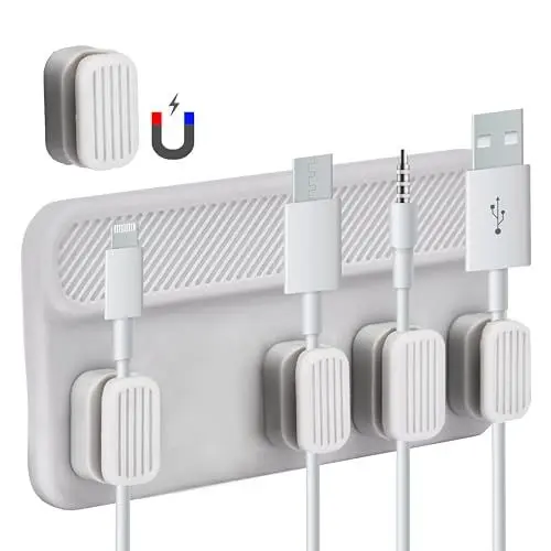 Produktbild: Office World Kabelhalter - Kabelhalterung aus Kunststoff für Schreibtisch, Mauskabel, Stromkabel - stilvoll und vielseitig einsetzbar - Grau