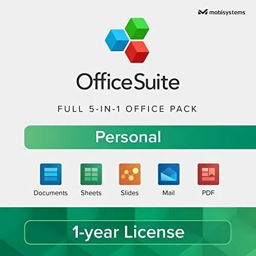 Produktbild: OfficeSuite Personal - 1 Year License - Documents, Sheets, Slides, PDF, Mail & Calendar for Windows for 1 Windows & 2 Mobile Devices