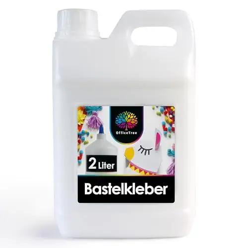 Produktbild: OfficeTree 2 Liter Bastelkleber Transparent Trocknend - Bastel Kleber - Lösungsmittelfreier Flüssigkleber für Kinder geeignet