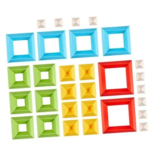 Produktbild: OFFIGAM 30 Stück Teiliges Set Geometrische Bauklötze aus Hochwertigem für Kleinkinder Lernspielzeug für Frühkindliche Bildung Fördert Kreativität und Feinmotorik
