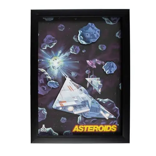 Produktbild: Offizielle Atari 3D-Gaming-Wandkunst, authentische Asteroiden-Sammlung für Gaming-Setup, Gaming-Tapete, Gaming-Zimmerdekor und Gaming-Wandaufkleber, schwarzer Rahmen – ThumbsUp!