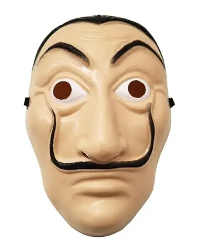 Produktbild: Offizielle Maske Haus des Geldes® | Dali Maske | Salvador Dali Maske | Kostüm | Halloween | Karneval | Einbrecher Kostüm Mottoparty | Dieb | Einbrecher | OriginalCup®