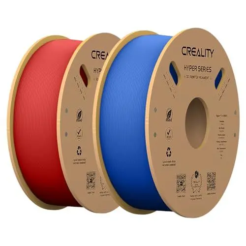 Produktbild: Offizielles Creality Hyper PLA Filament 1,75 mm, 3D Drucker Filament PLA Hochgeschwindigkeits PLA 30–600 mm/s, Maßgenauigkeit +/-0,02 mm, passend für FDM 3D Drucker, 2kg (1kg*2) Rot & Blau