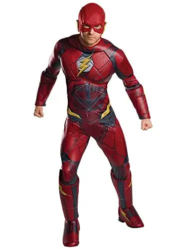 Produktbild: Offizielles Superman-Kostüm für Erwachsene von Rubie‘s, DC Warner Bros Justice League Superman-Kostüm Halloween