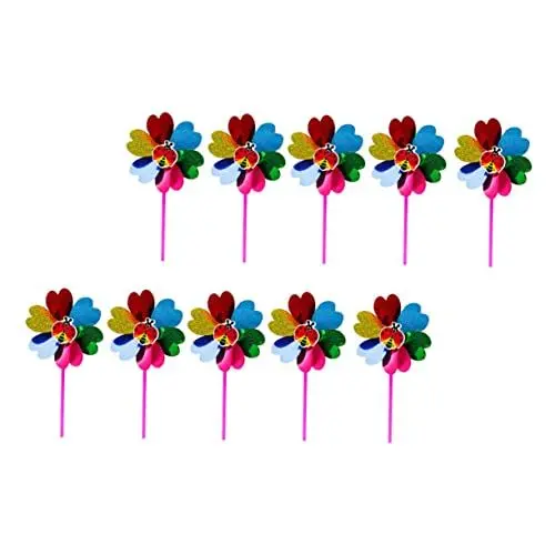 Produktbild: OFFSCH 10St Pailletten Farbe Windmühle Flash-Spielzeug Gartenparty Windrad Windspielzeug Blitzspielzeug hühner Spielzeug gieskanne kinderspielzeug Gartenschmuck Pailletten Windmühlen pp