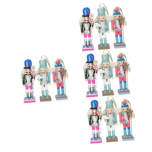 Produktbild: OFFSCH 12 STK Nussknacker-Marionetten Nussknackerfiguren Alter Nussknacker Tür Fänger schreibtischdeko Schreibtisch Dekoration Festival-Nussknacker- Desktop-Festival-Nussknacker Holz