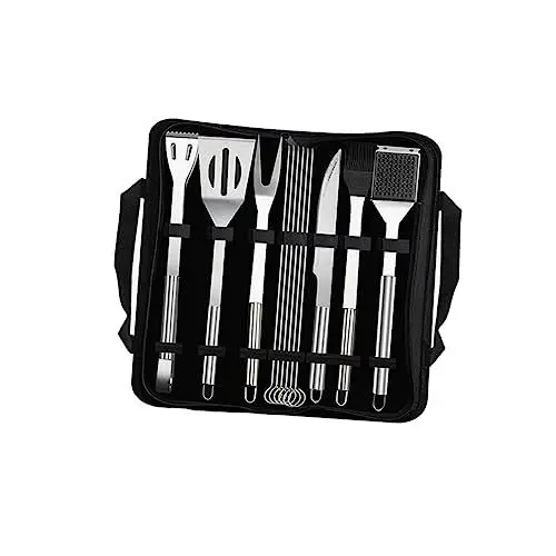 Produktbild: OFFSCH Grillwerkzeuge Werden 12-teiliges Grillwerkzeug-set Aus Edelstahl Aufbewahrt Grillspaten Bürstenschneider Pinzette Für Einfache