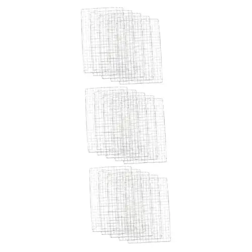 Produktbild: OFFSCH 15 Stück Grillrost Ofeneinlage Backmatte Kochgitter Ersatz Tragbares Lagerfeuernetz Fischnetzmatten Grillzubehör Hitzebeständige Matte Silberfarbener Edelstahl