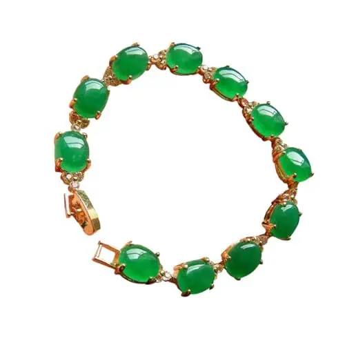 Produktbild: OFFSCH Jade Armband Hand Stilvolle Hand Kette Grün Armband Frauen Handgelenk Dekoration
