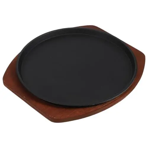 Produktbild: OFFSCH 1 Satz Grillplatte Aus Gusseisen Steakpfanne Für Den Haushalt Antihaft-grillpfanne Grillpfanne Steakpfanne Steak-grillplatte Steakplatte Gegrillte Platte Antihaft-grillplatte Holz
