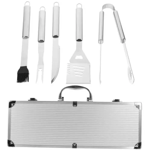 Produktbild: OFFSCH 1 Satz Grillwerkzeug Grill Servierzange Grillzubehör Grillbesteck Mit Koffer BBQ-Grill-Werkzeug-Set Kochzangen Für Die Küche Fleischgabeln Rostfreier Stahl Spatel rutschfest