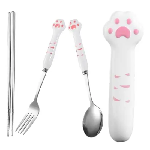 Produktbild: OFFSCH Besteckset Aus Edelstahl Für Unterwegs Löffel Schlitzlöffel Utensilienset Für Die Lunchbox Tragbare Und Löffel
