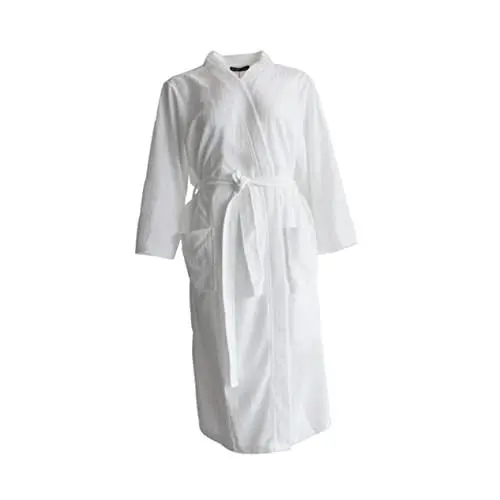 Produktbild: OFFSCH 1 Stk Frühling Sommer Nachthemd Bademantel Hausmantel Für Damen Bademantel Aus Stoff Bata De Ba?o Para Mujer Paar Robe Sein Und Sanft Baumwollmantel Polyester Weiß Fräulein