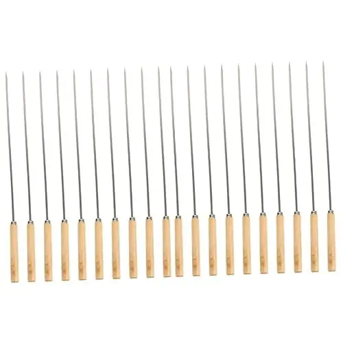 Produktbild: OFFSCH 20 Stk Flat Tie Fleischspieß Marshmallow-Röststab Spieß zum Grillen Grillstäbchen Grillzange schaschlikspieße grillspieße Spieß mit Holzgriff Spieß Gabeln Rostfreier Stahl
