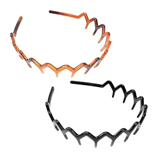 Produktbild: OFFSCH 2Stücke Rutschfeste Haarreifen mit Zacken Slip Haarbänder für Damen und Herren Vielseitige Haarschmuck Accessoires für Haarstylings und Bastelprojekte