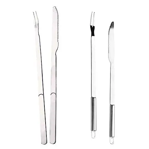 Produktbild: OFFSCH Edelstahl Grillgabel Und Grillwerkzeug Mit Holzgriff Robust Und Langlebig Für Küche Und Grillen