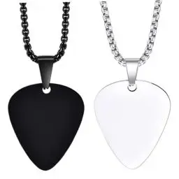 Produktbild: OFFSCH 2 Stück Gitarrenplektrum Edelstahl Halskette Edelstahl Plektrum Halskette Gitarren Plektrum Halskette Plektrum Pullover Plektrum Anhänger Halskette Kreative Halskette
