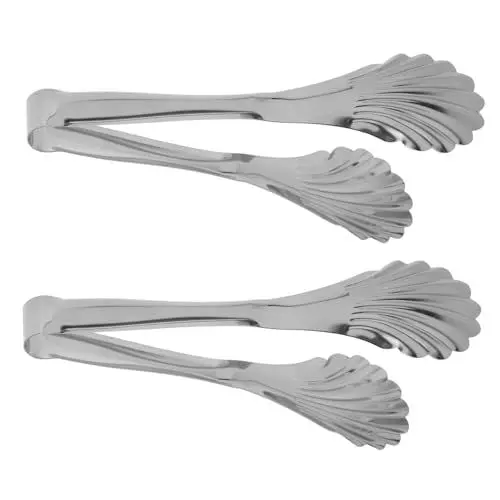 Produktbild: OFFSCH 2st Muschelclip Lebensmittelklammern Kochzange Spachtelzange Küchenpinzette Buffetzange Eiszange Lebensmittelclip Kuchenzange Grillzange Eisklammer Silver Rostfreier Stahl
