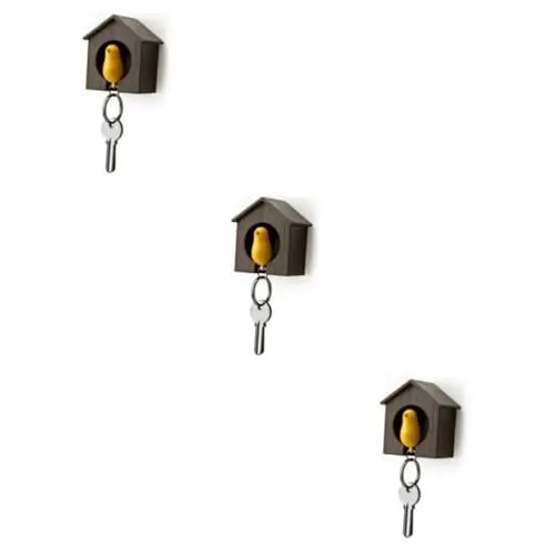 Produktbild: OFFSCH Spatz Schlüsselanhänger Schlüsselringen Vogel 3st Schlüsselbund Spatz Vogelhaus Vogelhäuschen Schlüsselanhänger Birdhouse Schlüsselanhänger Mit Gelbem Vogel Coffee