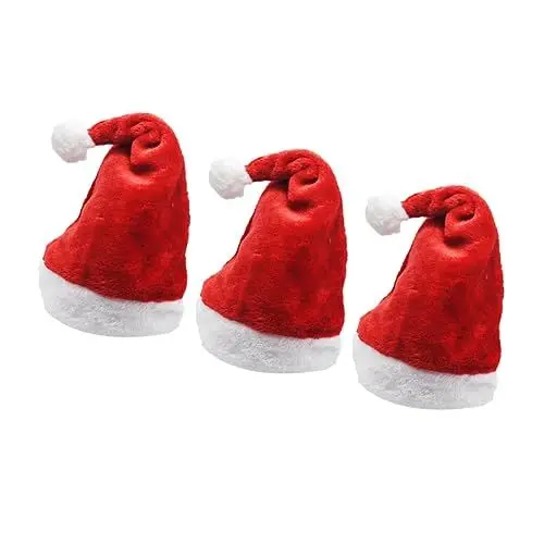 Produktbild: OFFSCH Weihnachtsmannmütze Für Kinder Und Erwachsene 3-teilig Kurze Weihnachtsmütze Weihnachten Lichtecht Verformungsfrei